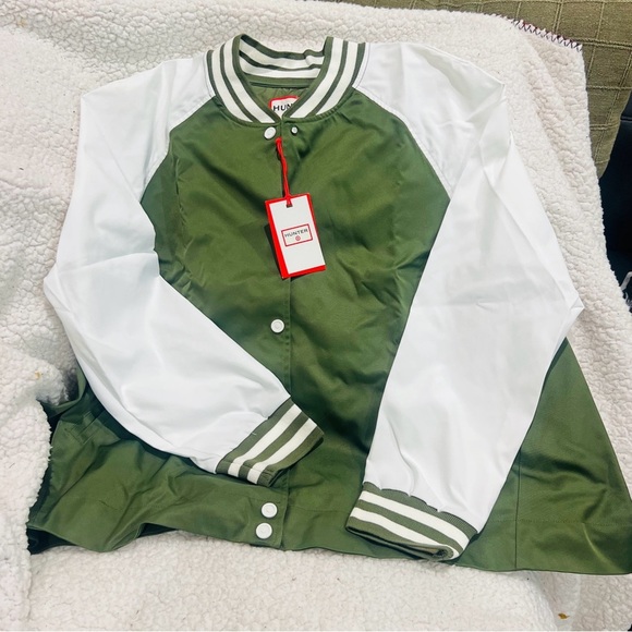 Hunter Target Olive Green White Varsity Swing Jacket Womens Size XL NEW - Picture 2 of 12